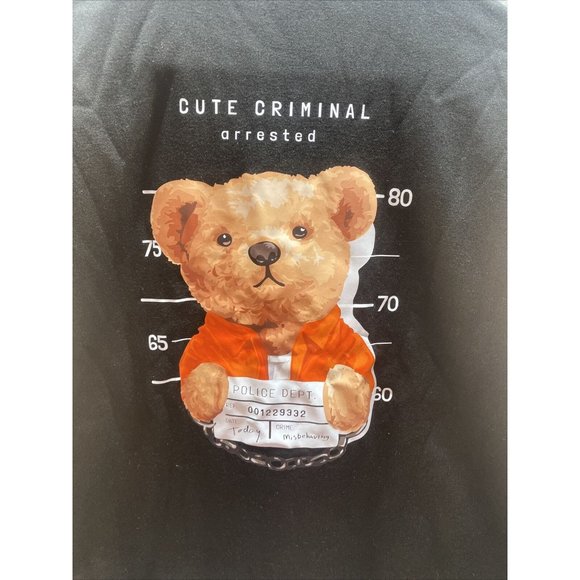 VARSITY Jacket M Black Alaska CUTE Criminal BEAR Arrested Logo Back Streetwear - Picture 7 of 7